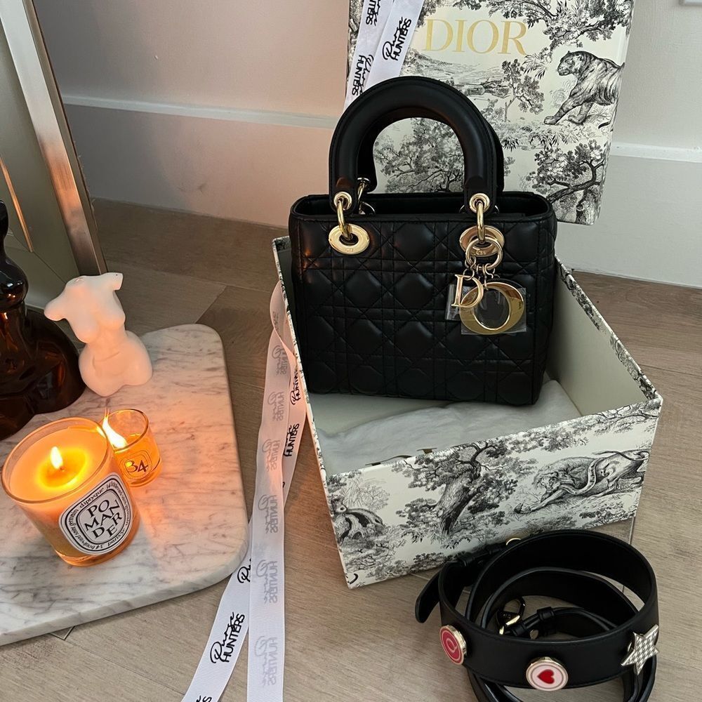 100% authentic Dior lady dior small 3 badge my abc black GHW